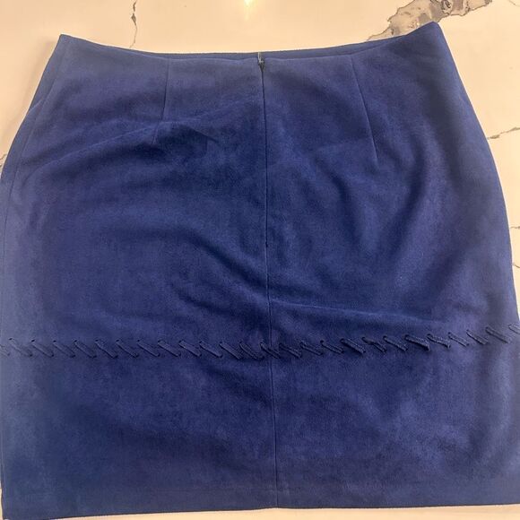 Blue Suede Embroidered Mini Skirt Lulus - Picture 4 of 5